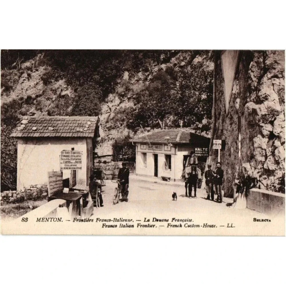 MENTON Frontière Franco-Italienne.- La Douane Française- Menton, France Postcard - Picture 1 of 2